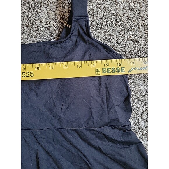 Swim Top Large DD Cup 14-16 Black Scoop Neck Flutter Solid Padded Lands End S55 - Picture 5 of 8